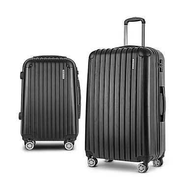 Wanderlite Hard Shell Luggage Set with Zipper Lock 2-Piece Black