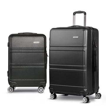 Wanderlite 2 Piece Hard Shell Luggage Set 20-28 Inch Black ABS