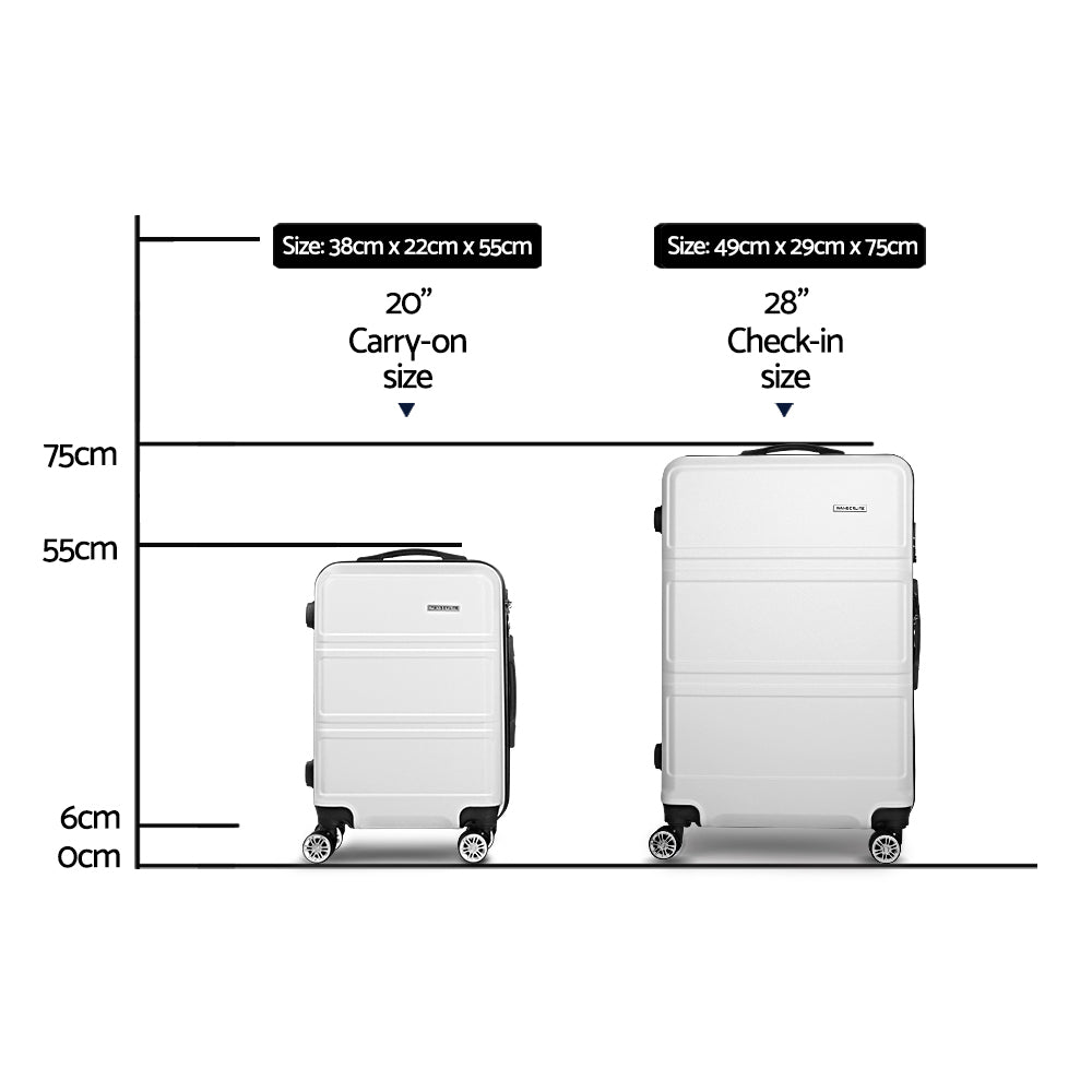 Wanderlite Hard Shell Luggage Set with TSA Lock Spinner Wheels White