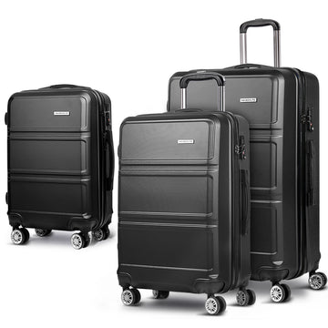 Wanderlite Hard Shell Luggage Set with TSA Lock Spinner Wheels Black