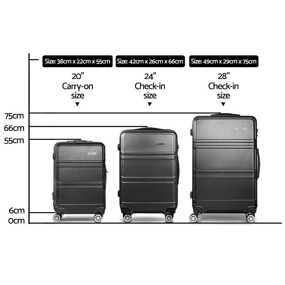 Wanderlite Hard Shell Luggage Set with TSA Lock Spinner Wheels Black