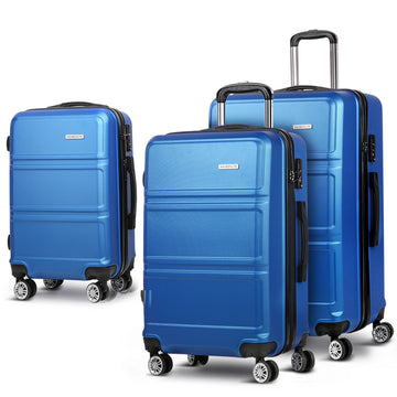 Wanderlite Hard Shell Luggage Set with TSA Lock Spinner Wheels Blue