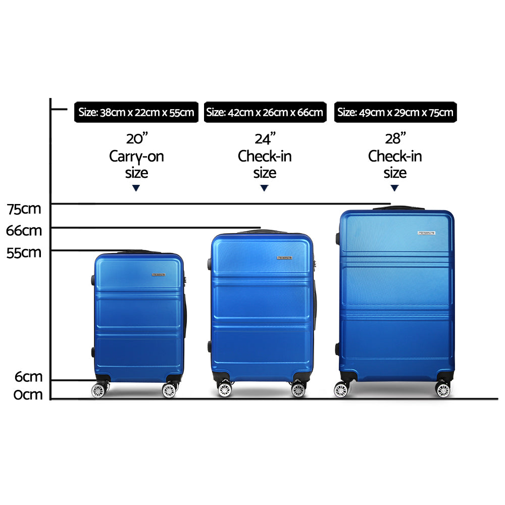 Wanderlite Hard Shell Luggage Set with TSA Lock Spinner Wheels Blue