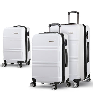 Wanderlite Hard Shell Luggage Set with TSA Lock Spinner Wheels White