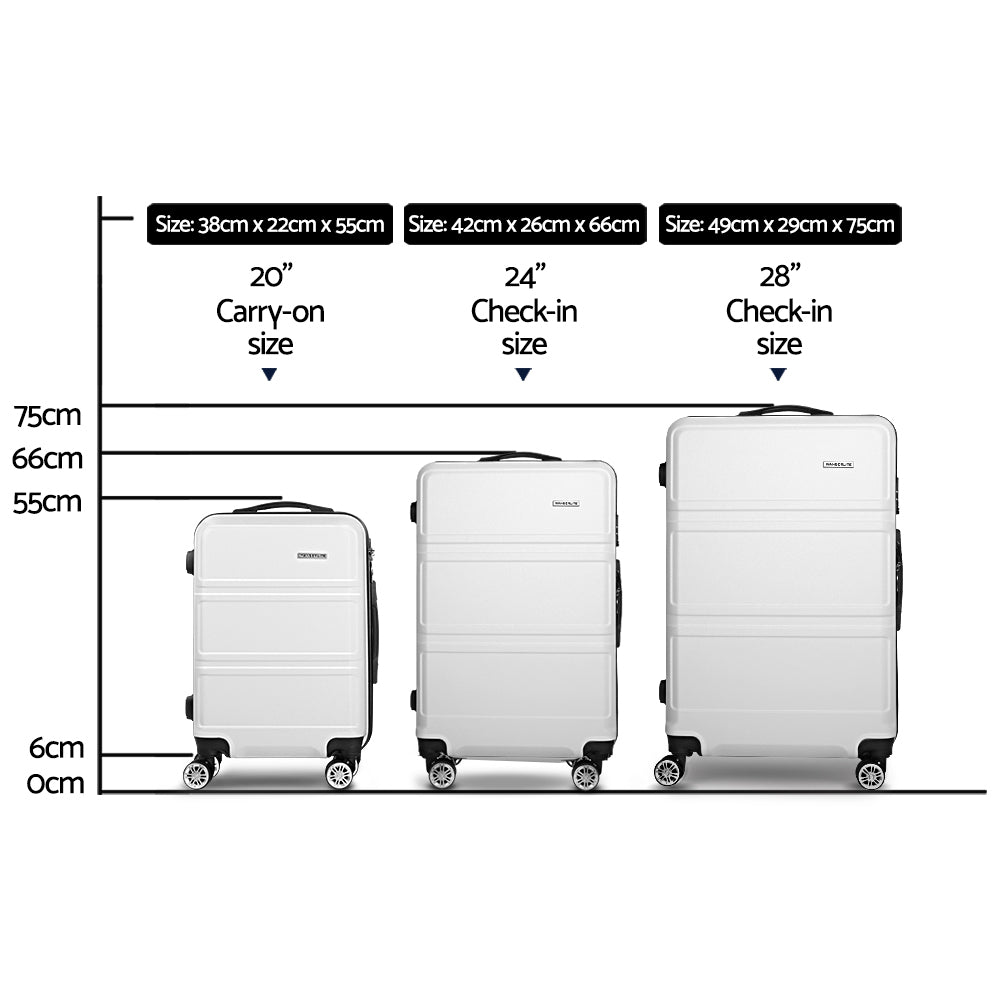 Wanderlite Hard Shell Luggage Set with TSA Lock Spinner Wheels White
