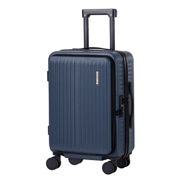 Wanderlite Carry On Luggage with Front Pocket and Laptop Compartment Navy