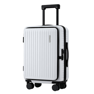 Wanderlite Carry On Hard Shell Luggage with Front Pocket White