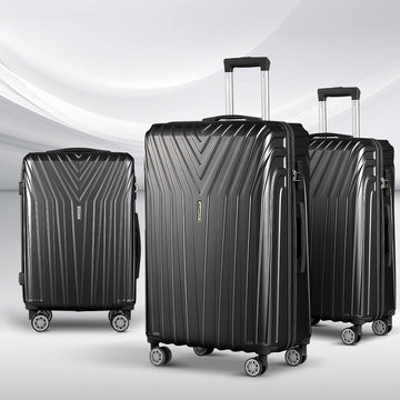 Wanderlite Hard Shell Luggage Set with TSA Lock 3-Piece Black