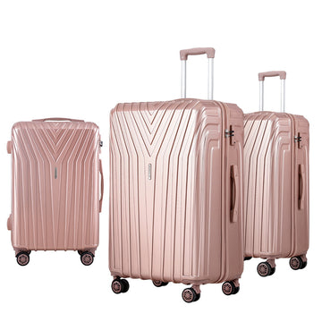 Wanderlite Hard Shell Luggage Set with TSA Lock 3-Piece Pink