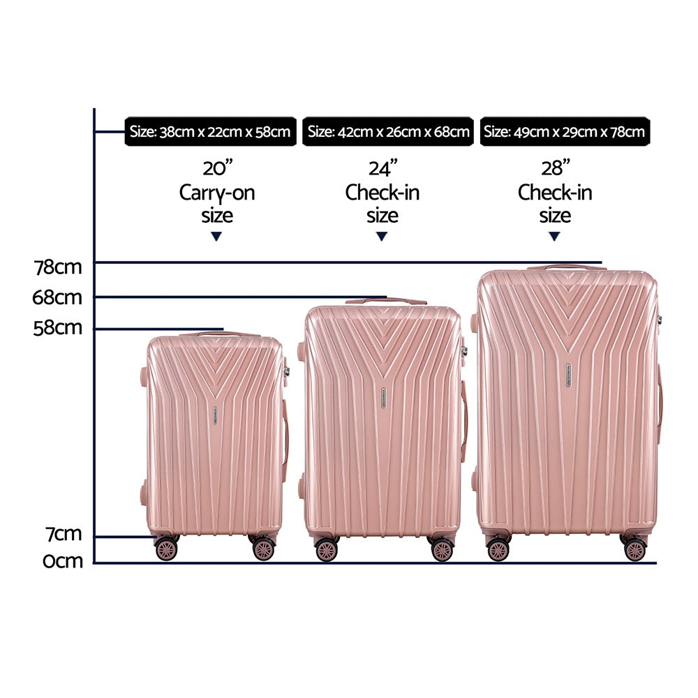 Wanderlite Hard Shell Luggage Set with TSA Lock 3-Piece Pink