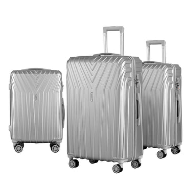 Wanderlite Hard Shell Luggage Set with TSA Lock 3-Piece Silver