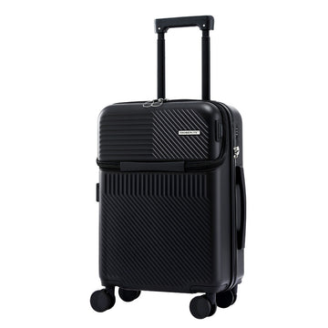 Wanderlite Carry On Luggage with Front Pocket Black