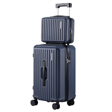 Wanderlite 2 Piece Trunk Luggage Set with TSA Lock Navy