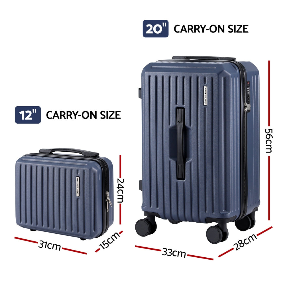 Wanderlite 2 Piece Trunk Luggage Set with TSA Lock Navy