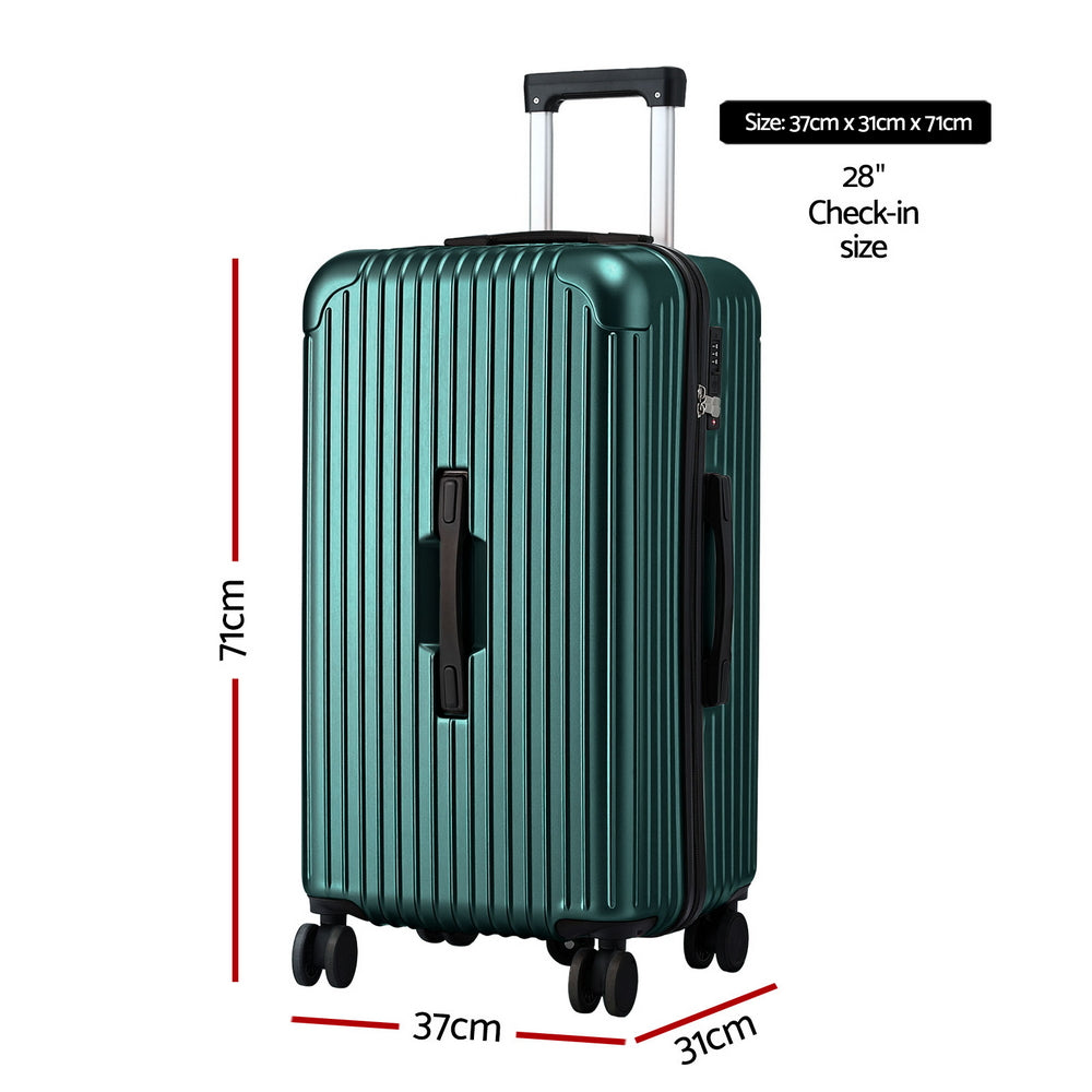 Wanderlite Trunk Luggage with TSA Lock and USB-C Port 28inch Green