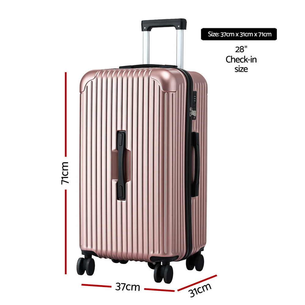 Wanderlite 28 Inch Trunk Suitcase with USB Type-C Port Rose Gold