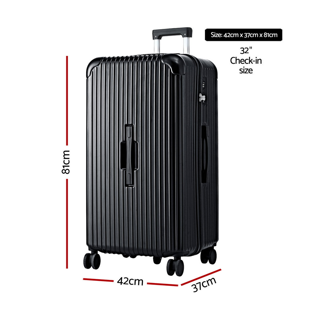 Wanderlite Trunk Luggage with TSA Lock and USB-C Port 32inch Black
