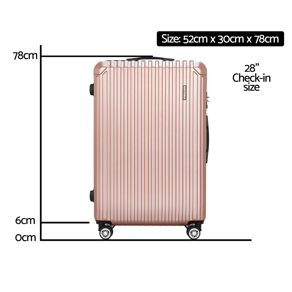Wanderlite Hard Shell Luggage Case with TSA Lock 28 inch Rose Gold