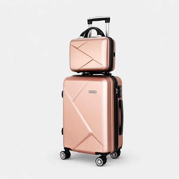 Wanderlite 2-Piece Hard Shell Suitcase Set with TSA Lock 20 inch Rose Gold