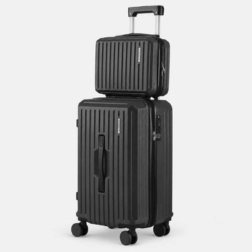 Wanderlite 2 Piece Trunk Luggage Set with TSA Lock Black