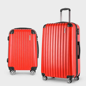 Wanderlite 2 Piece Hard Shell Luggage Set 20-28 Inch Red ABS