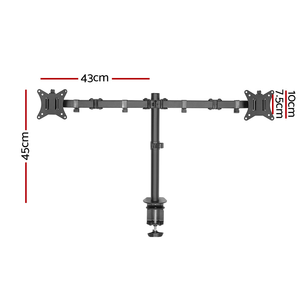 Artiss Dual Monitor Arm Desk Mount Height Adjustable Black