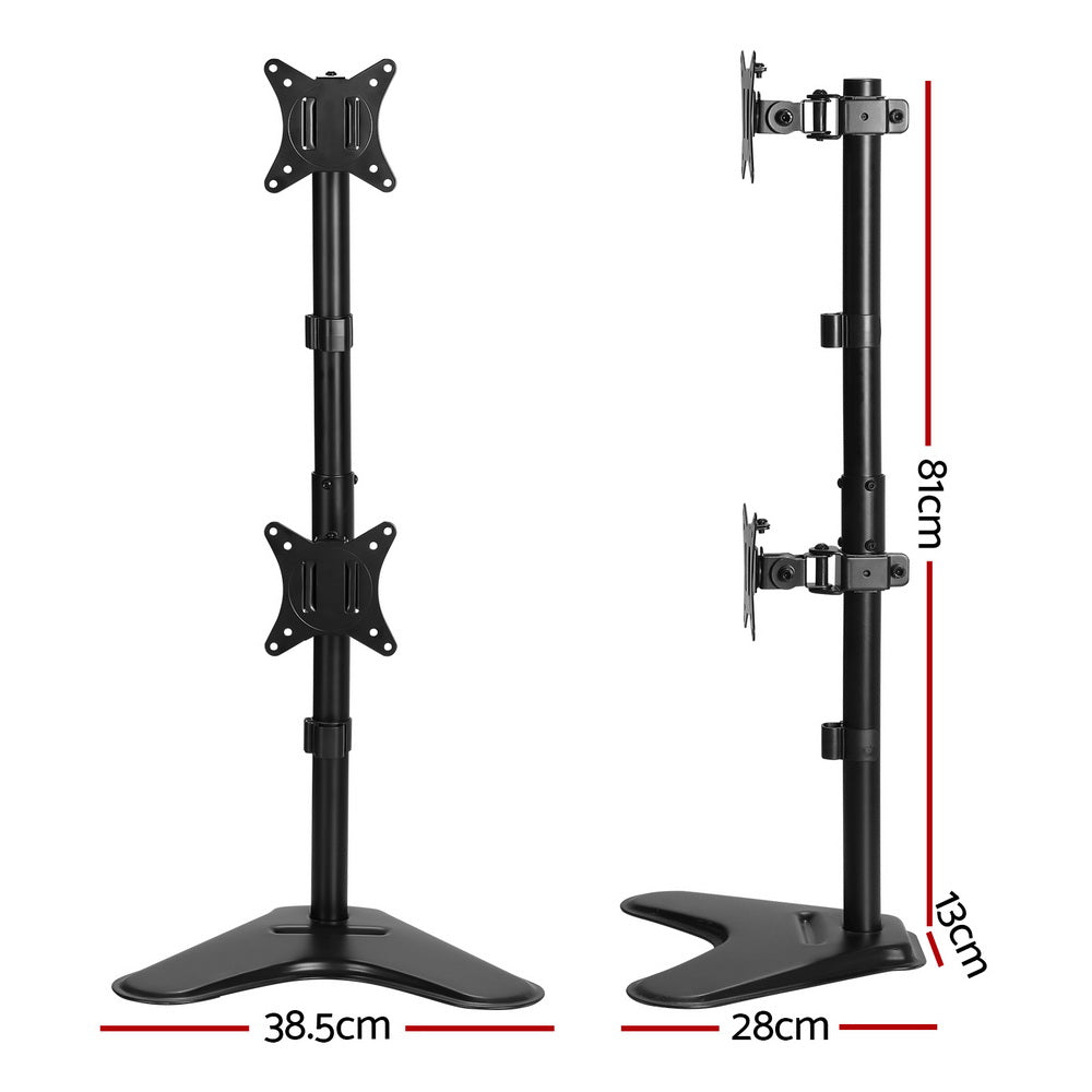 Artiss Vertical Dual Monitor Stand Freestanding Black
