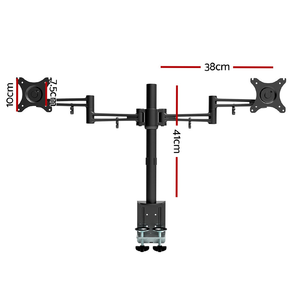 Artiss Dual Monitor Arm Desk Mount Fully Adjustable Black
