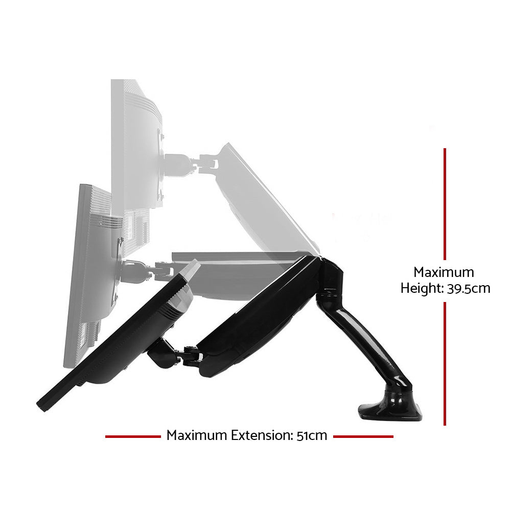 Artiss Gas Spring Dual Monitor Arm Desk Mount Black