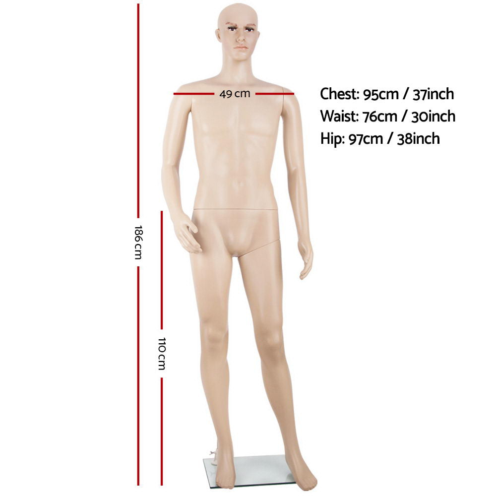 Male Full Body Mannequin Adjustable Pose 186cm