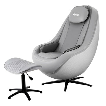 Livemor 3D Massage Chair Gravity Recline Heated Waist Grey PU Leather