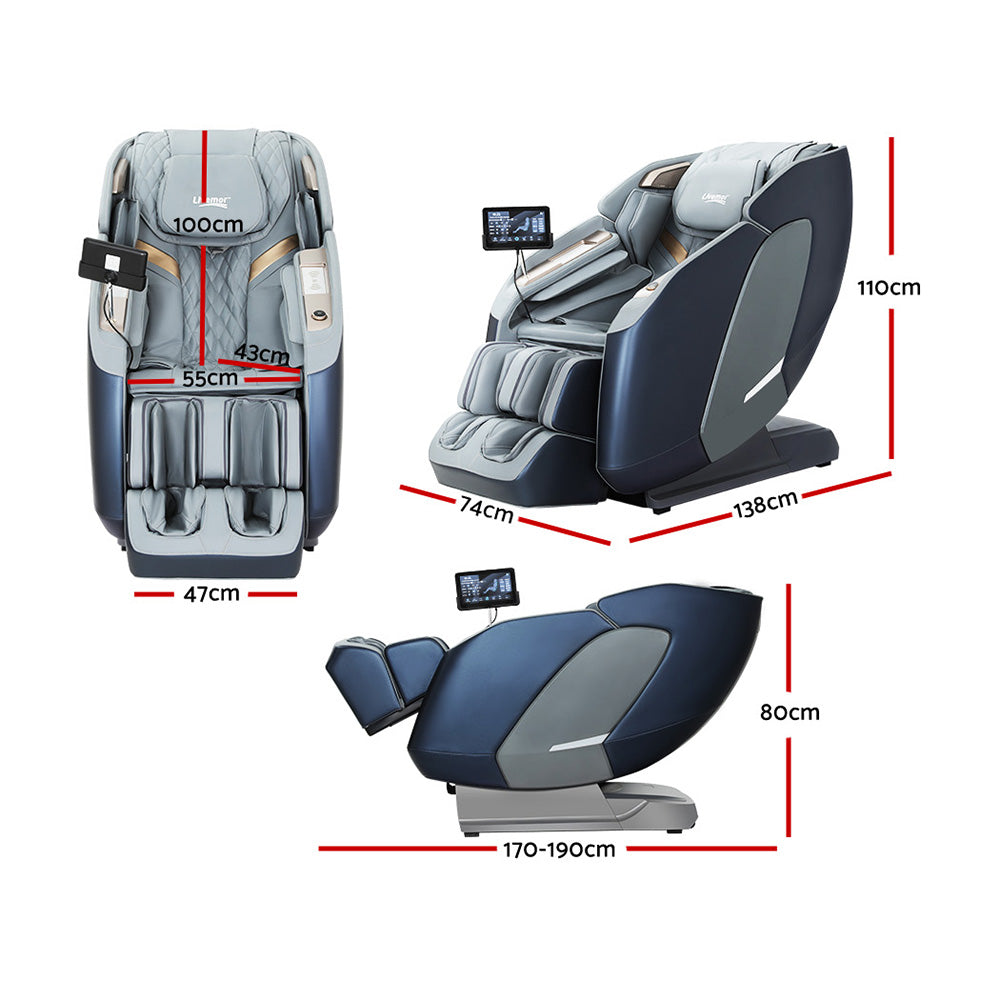 Livemor 4D Massage Chair Zero Gravity Body Scan Grey