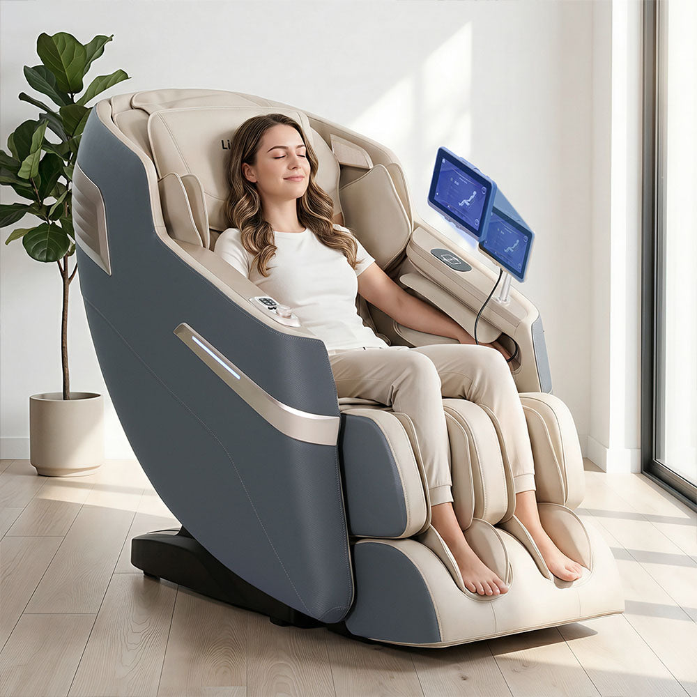 Livemor 4D Massage Chair Recliner with Zero Gravity and Heated Therapy Gray