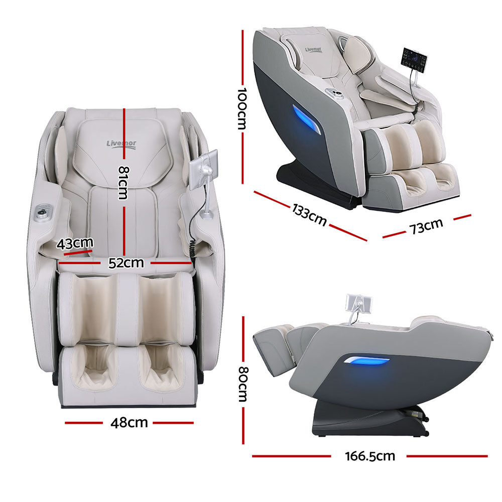 Livemor Zero Gravity Massage Chair with Professional Heat Therapy Grey