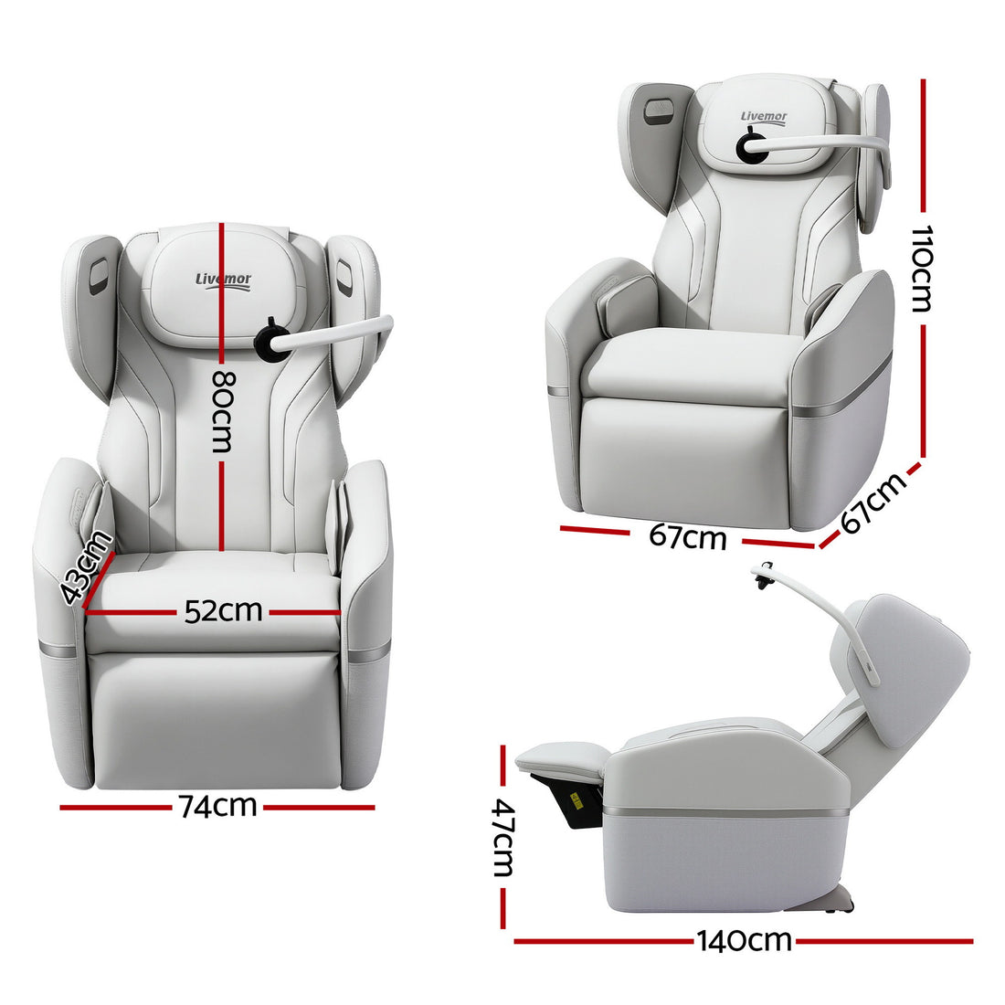 Livemor Massage Chair Zero Gravity Recline with Hip Heating Beige