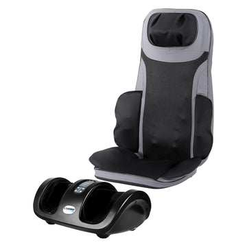 Livemor Full Back Massage Seat Cushion with Kneading Foot Massagers Black