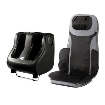 Livemor Full Back Massage Seat Cushion with Foot Massagers Black