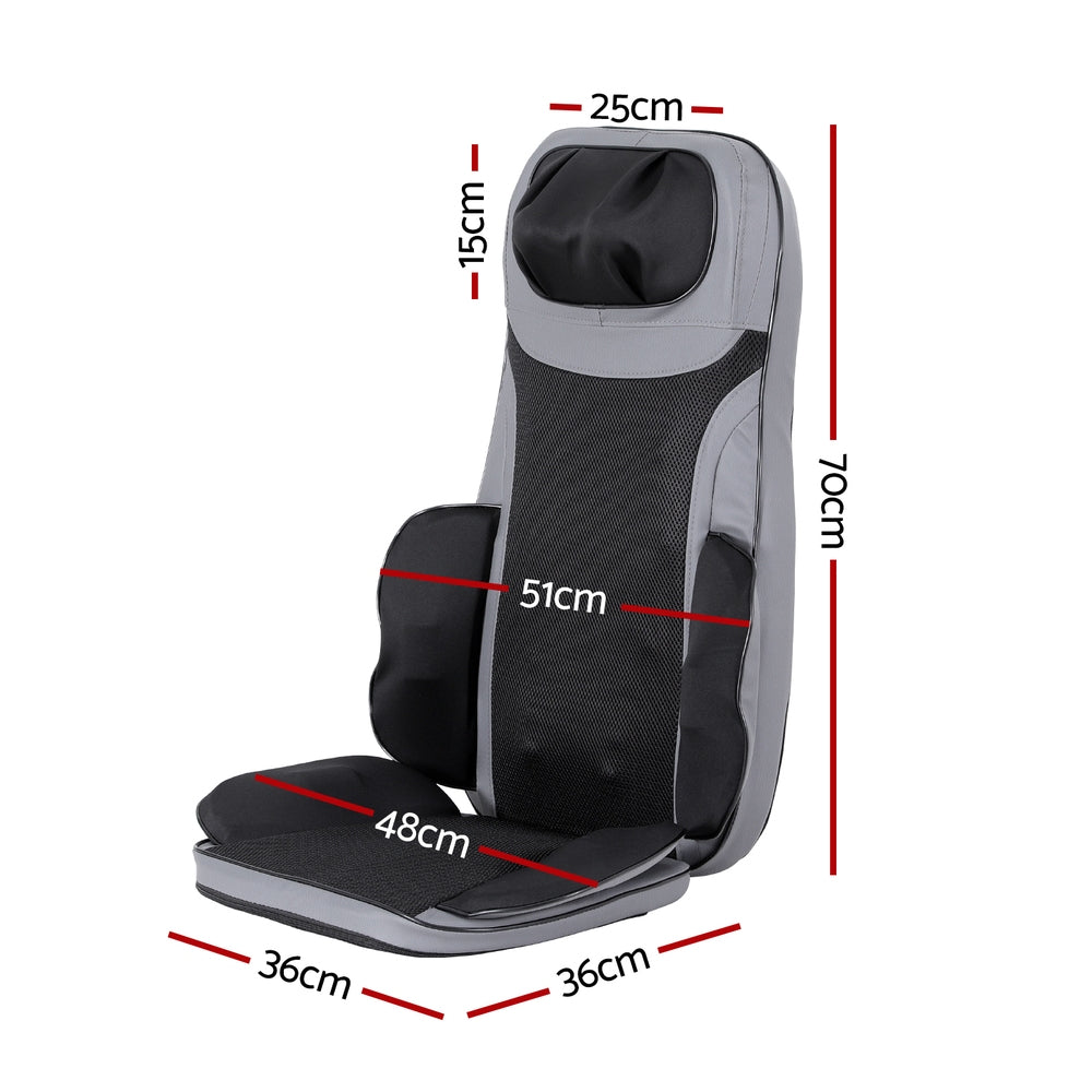 Livemor 8-Node Heated Full Back Massage Seat Cushion Black