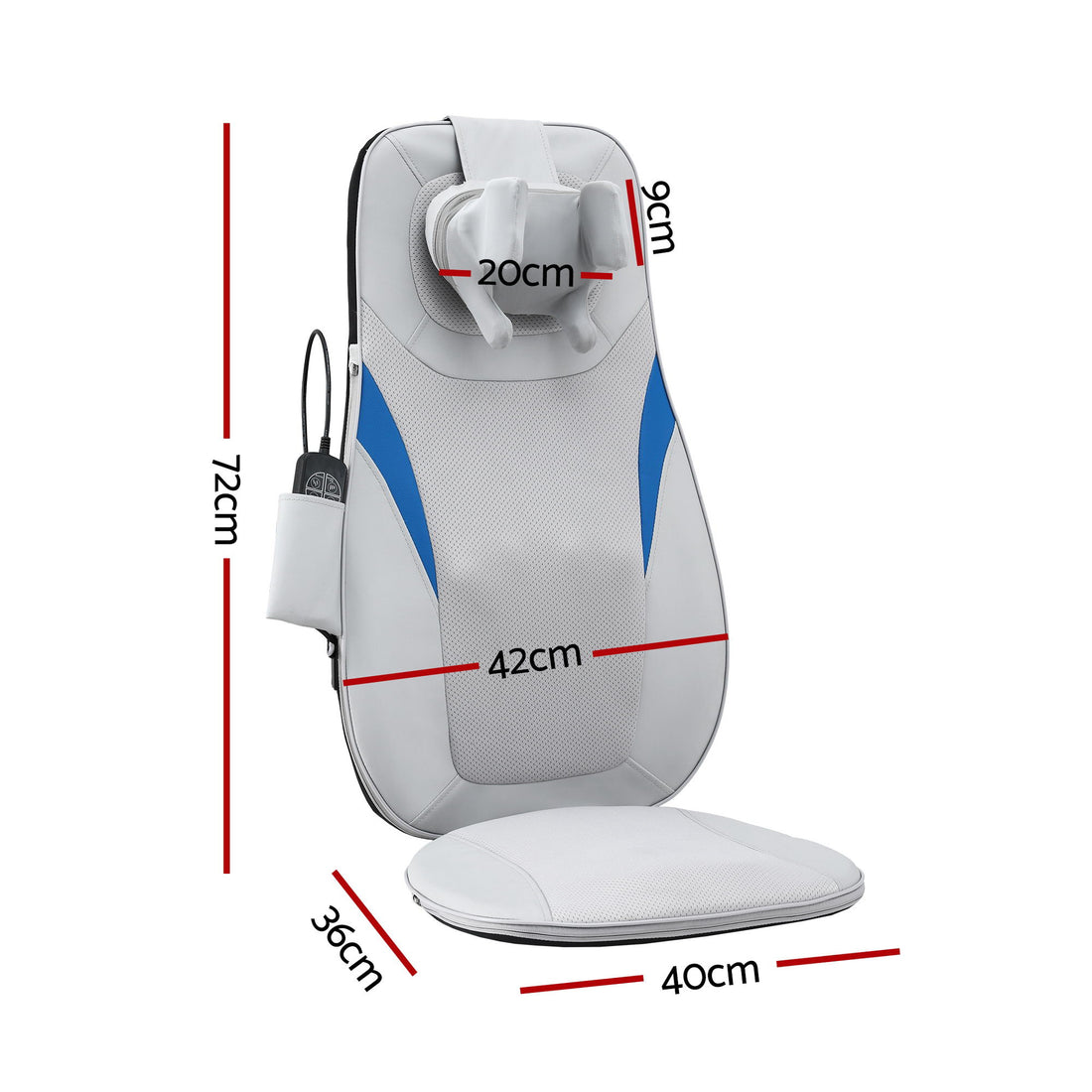 Livemor 3D Kneading Heated Full Back Massage Seat Cushion Grey