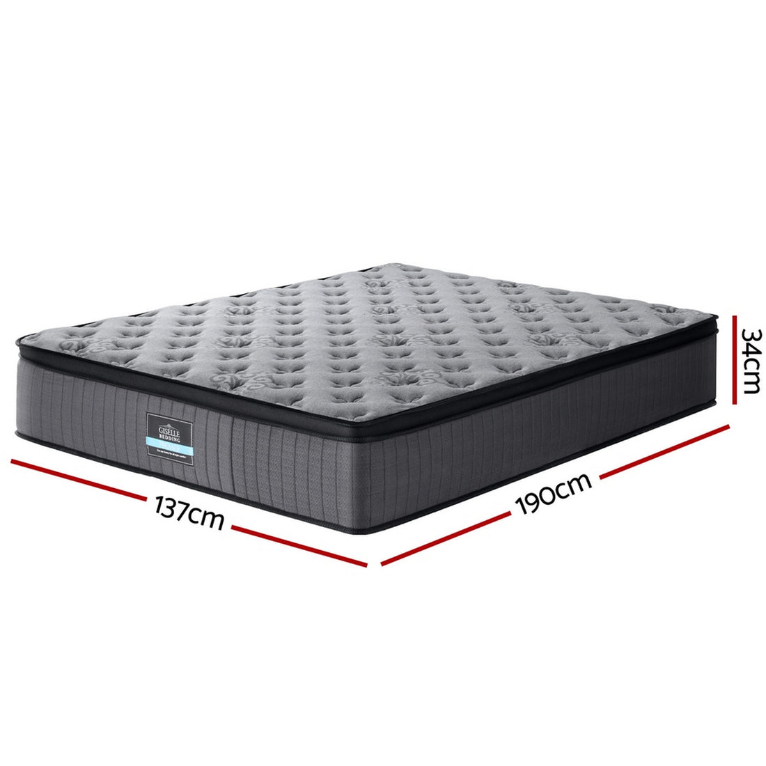 Giselle Bedding Euro Top Pocket Spring Mattress 34cm Double