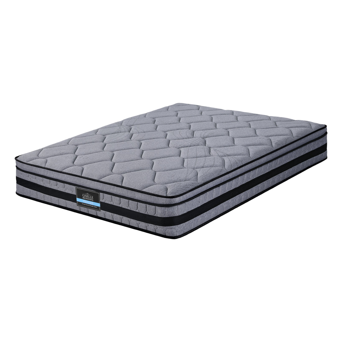 Giselle Bedding Hybrid Queen Mattress 34cm Pocket Spring Euro Top Grey