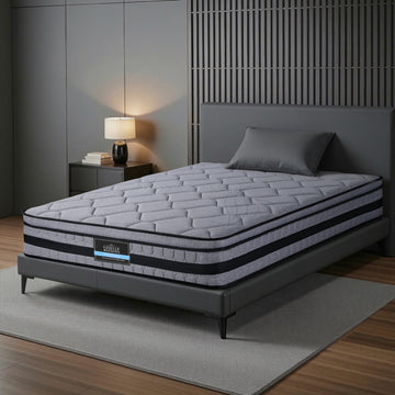 Giselle Bedding Single Mattress 34cm Pocket Spring Euro Top Grey