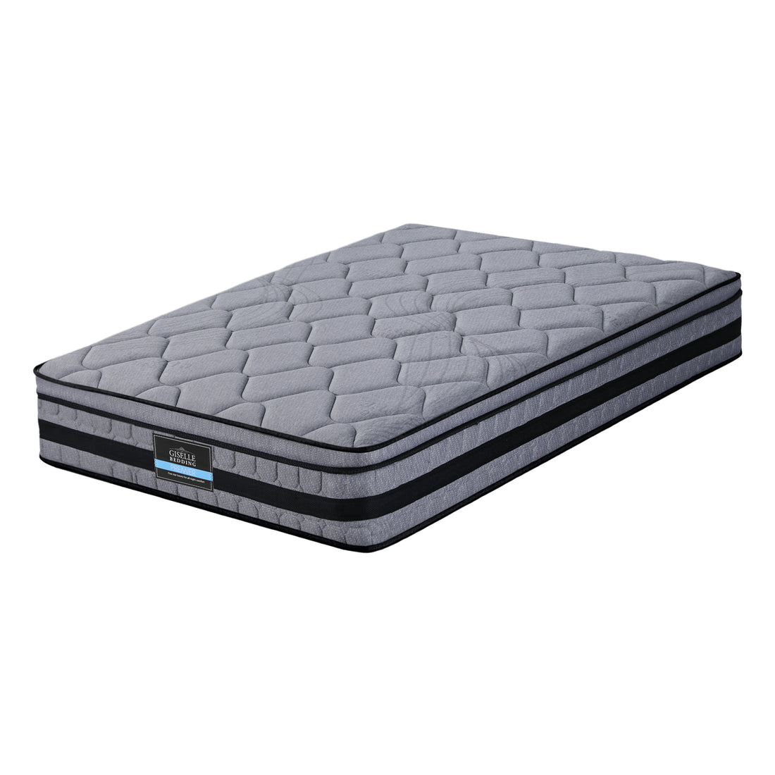 Giselle Bedding Single Mattress 34cm Pocket Spring Euro Top Grey