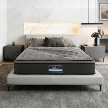 Giselle Bedding Euro Top Mattress 34cm Bamboo Charcoal Double Pocket Spring