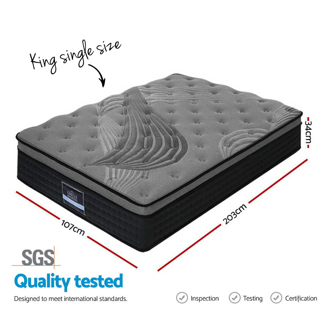 Giselle Bedding Alanya Series Mattress Bamboo King Single 34cm