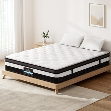 Giselle Bedding Pocket Spring Mattress Euro Top Medium Firm 30cm King White