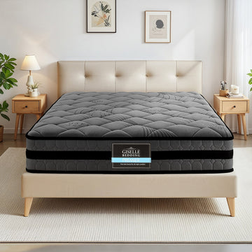 Giselle Bedding Mattress Pocket Spring 22cm Medium Firm King Single Grey