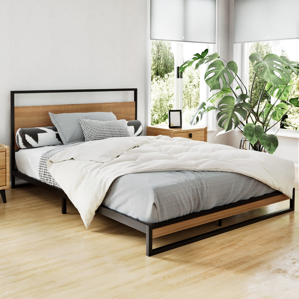 Artiss Dane Industrial Metal Bed Frame Double Black