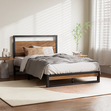 Artiss Industrial Metal Bed Frame King Single Black