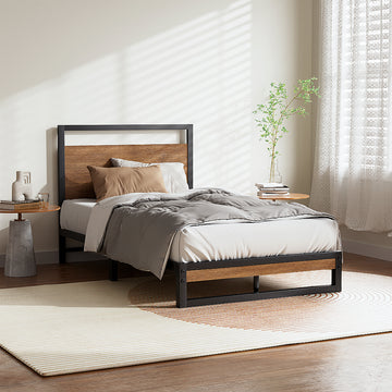 Artiss Industrial Metal Bed Frame Single Black Steel Construction